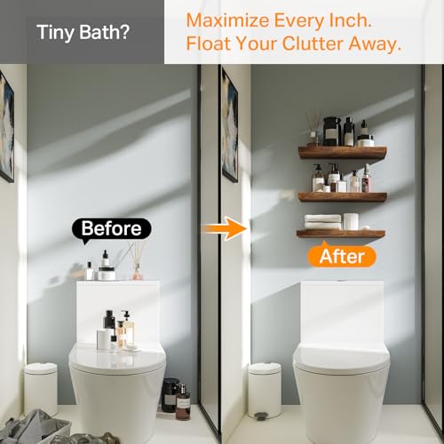 image for BAYKA Floating Shelves Bathroom for Wall – Shelf Over Toilet Farmhou