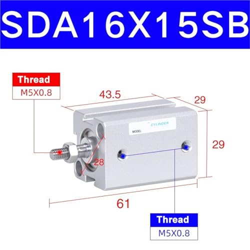 Vérin pneumatique SDA16X15-S-B magnétique à détection précise