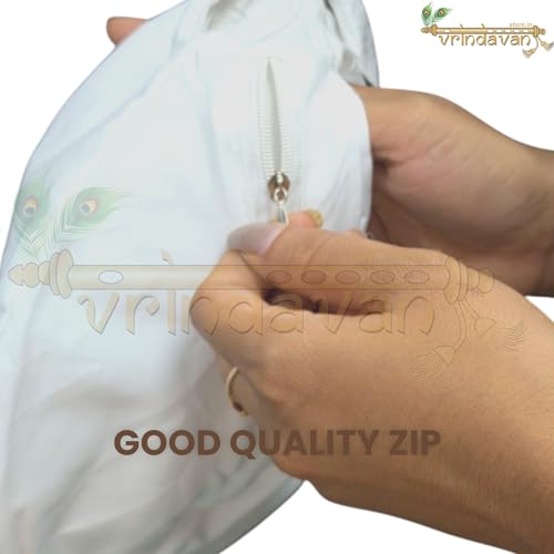 Image of Premium Cotton Jaap Mala Bag with Zipper Pocket & Shoulder Strap | Soft Fabric Chanting Bag for Meditation, Japa & Bhakti Use | (Available in White, Peach & Yellow)