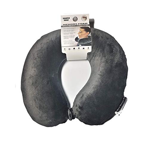 Sharper Image Memory Foam Travel Neck Pillow Grey