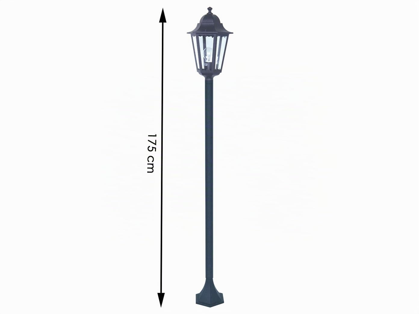 Smartwares 1000914 Farol clásico con conector E27, adecuado para bombillas de hasta 60 W, aluminio/cristal, Negro, 1.70 m Visita la tienda
