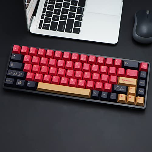 Image of MOLGRIA Red Samurai Keycaps, 129 Set PBT KeyCaps for Gaming Keyboard, Cherry Profile Dye Sublimation Custom Keycaps with Puller for Gateron Kailh Cherry MX Switch 104 /87 /71 /61 60 Percent Keyboard