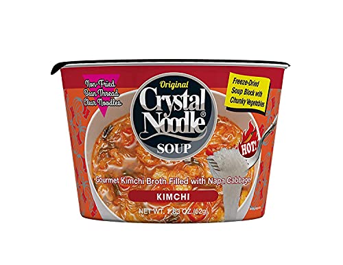Crystal Noodle Soup, Kimchi, Savory Broth Filled with Spicy Napa Cabbage, (Pack of 6 Cups) 1.83 OZ