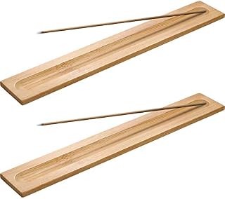 5 Pieces Bamboo Wood Incense Sticks Holder Incense Burner Ash Catcher, 9.06 Inches Long (Wood Color)