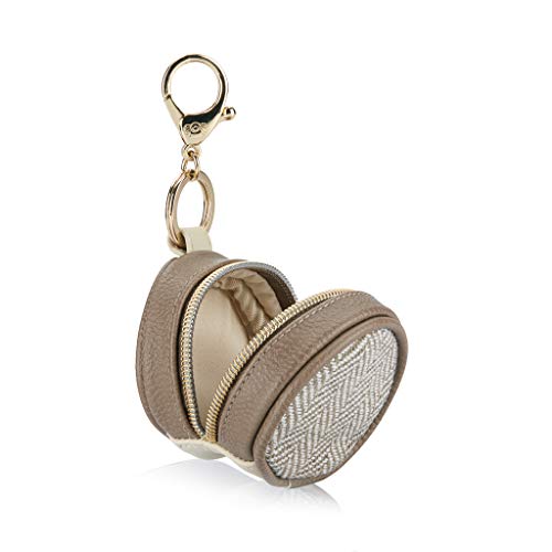 Image of Itzy Ritzy Pacifier Holder Case with Clip - Pacifier Case Includes Clasp to Easily Attach to a Diaper Bag or Purse, Measures 2.5 inch in Diameter and Holds 2 Pacifiers (Vanilla Latte)