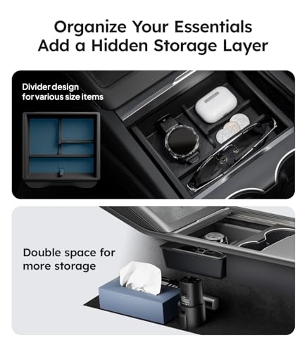 Image of Wigoo for 2026 Tesla Model Y /3 /YL Accessories Console Organizer 2PCS Black