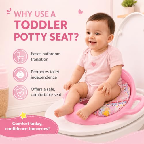 Image of Mommers Kids Toilet Training Seat 1-5 Years Baby Potty Seat with Soft Cushion I Splash Guard I Easy to Clean Seat Cover for Kids