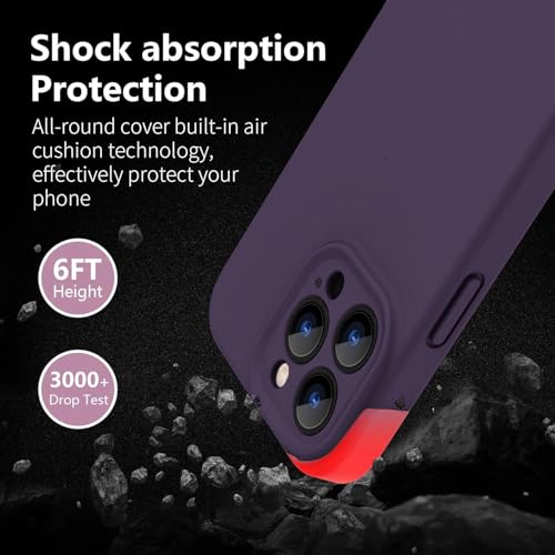 Image of DIZORO Compatible for iPhone 16 Pro Max Case 6.9, Slim Liquid Silicone 3 Layers Full Covered Soft Gel Rubber Phone Case Protective Cover 6.9 Inch - Deep Purple