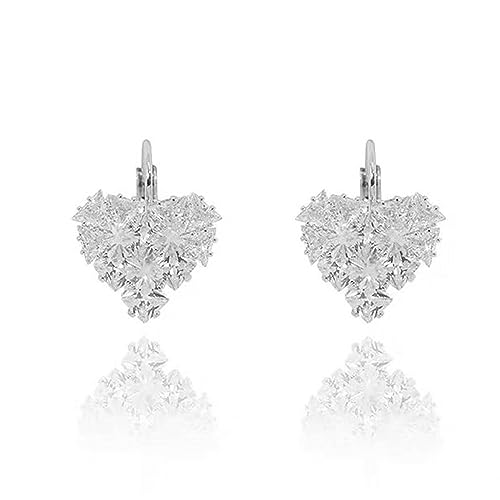 Boucles d'oreilles cœur brillant zircon français nouveaux bijoux de fête de mariage pour femme