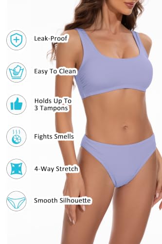 Image of Beautikini Period Swimwear for Teens Two Piece Leakproof Menstrual Bikini Swimsuit Sporty Bathing Suits for Girls Women