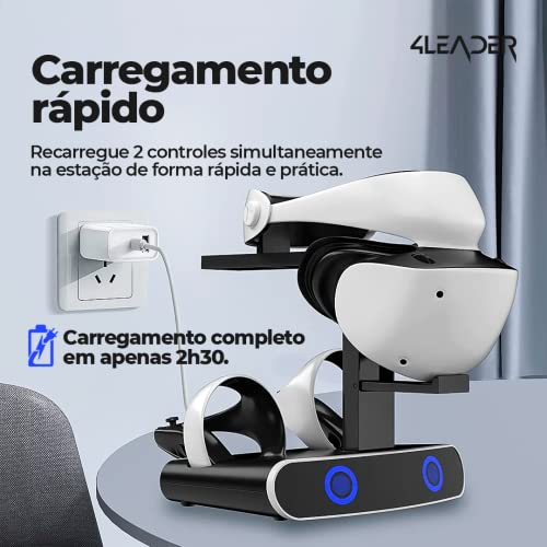 Base de Carregamento para Controles Playstation PS VR2 do PS5 com Suporte para Óculos de Realidade A