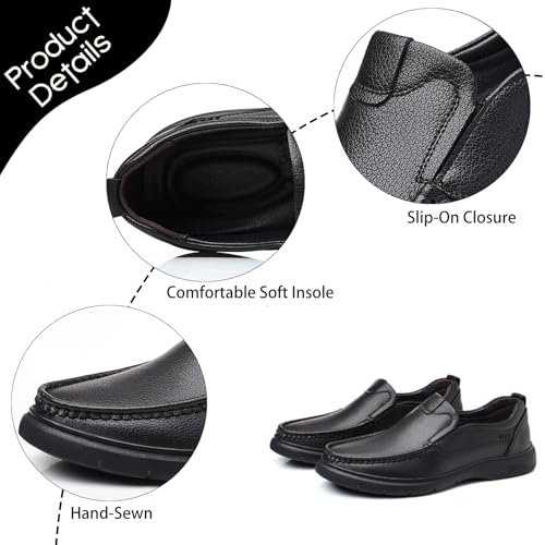 Men's Soft Leather Loafers Pointed Toe Slip On Comfortable Non-Slip Lightweight Breathable Casual Walking Moccasin Shoes for Dad Work Driving Outdoor3