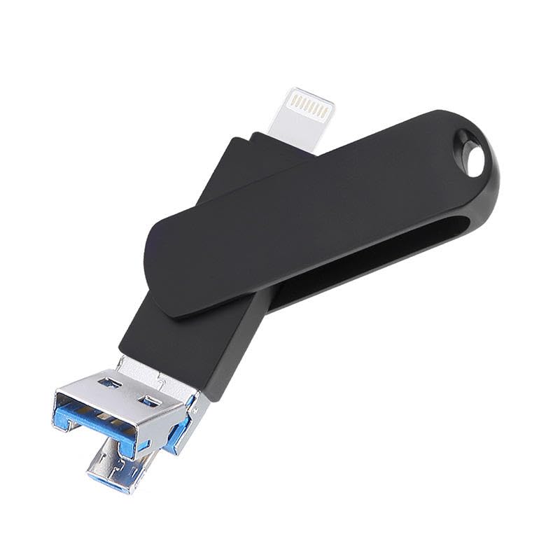 2TB-USB flsh and supports iphone -2000 MB - iPhone USB Memory Stick Thumb Drives High Speed USB Stick 3 in 1 Type A Lightning Micro USB- BLACK