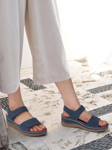 Image of SHIBEVER Women Flat Sandals Comfortable: Arch Support Sandals Dressy