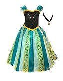 Cokos Box Girls Coronation Dress Princess Costume Necklace Accessory Dress-up Play Wear Set (7-8 Years, Amazon Green)