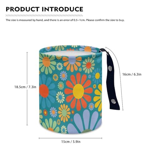 Image of Hippie Flower Car Trash Can for Car Trash Bag Bin Hanging Automotive Car Garbage Cans Leak-Proof Car Organizer Vehicle Trash Can