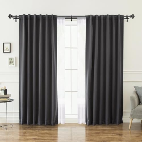 Tringle à rideaux double extensible noir mat avec embout carré métal - 3