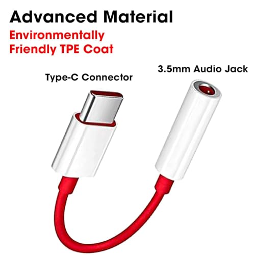 Image of One Plus USB Type C to 3.5mm Audio Jack, car Audio Connector USB Type c, Headphone Converter Cable Stereo Jack Splitter Compatible With One plus 12 /12R 11 /11R 10pro /10T /10R 9 9t 7 7pro Nord (Red)