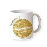 Tasse Heidelberg - Bürotasse Kaffeebecher farbige Stadtkarte Städtetasse - Personalisierte Geschenkidee für Kollegen Kollegin Architekt Richtfest Fernweh Heimweh