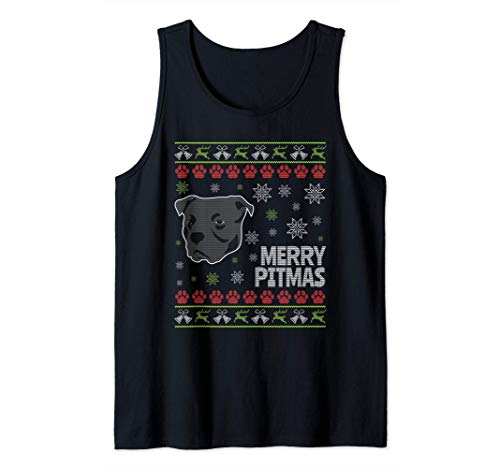American Pit Bull Terrier Black Ugly Christmas Camiseta sin Mangas