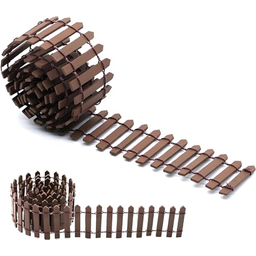 Dunkelbraun Miniatur-Gartenzaun HolzzaunFlexibler Miniatur-Zaun,...