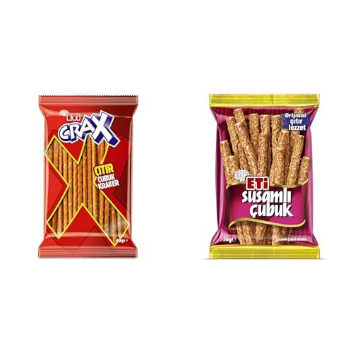 Eti Crax Sade Çubuk Kraker 40 g x 34 Adet x1 + Eti Susamlı Çubuk Kraker 56 g x 17 Adet x1