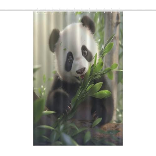 Rideau de douche panda en polyester imperméable 122x183cm pour baignoire - 7