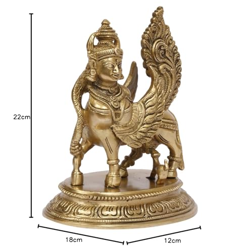 Kartique Brass Kamadhenu The Wish-Fulfilling Cow Idol Surabhi Statue for Home Decor Vastu Feng Shui Good Luck Marriage Couple Gift Height 6.5 Inch Gold Color - Image 6 thumbnail
