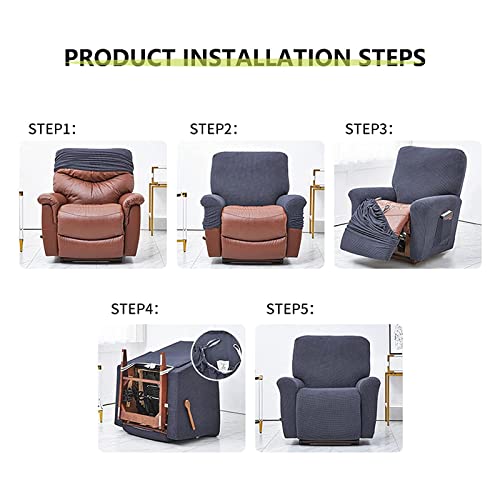 Stretch Recliner Chair Covers, 1 Seat Four-Piece Recliner Slipcover Recliner Chair Cover Non-Slip With Side Pockets Sofa Covers For Cushion Couch Recliner (Color : Gold) #TOP5