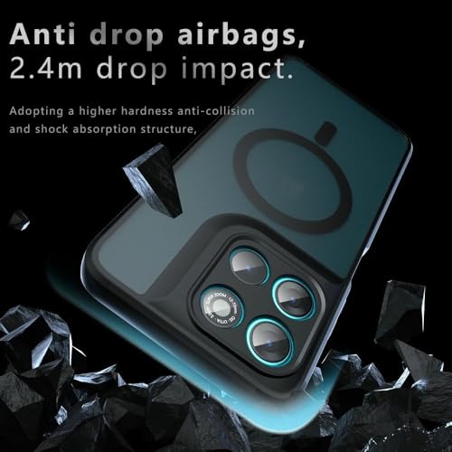 Image of Magnetic Case for Moto G67 Power 5G Case [Compatible with Magsafe Accessory] Translucent Matte Back Shockproof Protective Phone Case, Matte Black
