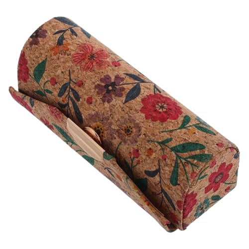 DEARMAMY Floral Lipstick Holder Case with Mirror, Mini Travel Makeup Pouch, Soft Cork Protective Lipstick Storage Box for Women Cosmetics Organizer