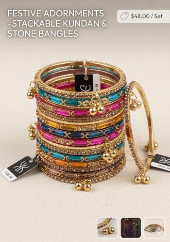 Image of AGPTEK Kashmiri Ghungroo Raindrop Bangles Combo Set | for Women and Girls|Set of 16 Pcs