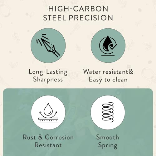 Modern Sprout Pruning Shears, Herb Snipping Scissors, Lightweight Gardening Tools W/Easy Lock, Flower Cutter Garden Shears, Carbon Steel Blade + Reusable Holster (Green, 1-Pack) - Image 7