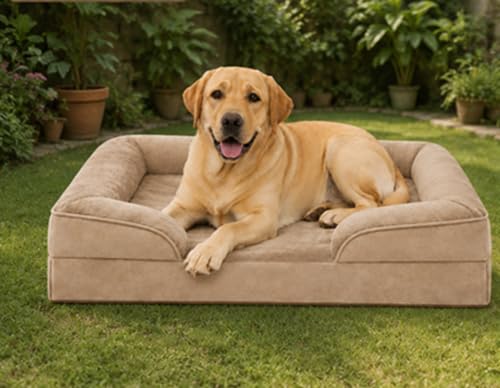 Image of PawHaven Dog Bed Comfortable Dog Mattress for Sleeping, Washable pet Bed for Dogs (Beige Color, 47x29x3 inch)