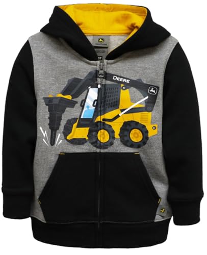 John Deere Gray Black Jack Hammer Zip Front Hoodie Sweatshirt Sizes 2T 3T 4T