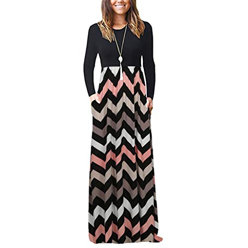 OTTATAT Dresses for Women,2020 Summer Trendy Popular Ladies Casual Sleeve O-Neck Print Maxi Tank Long Floral Print Party Off The Shoulder Ruffle Side Bohemian