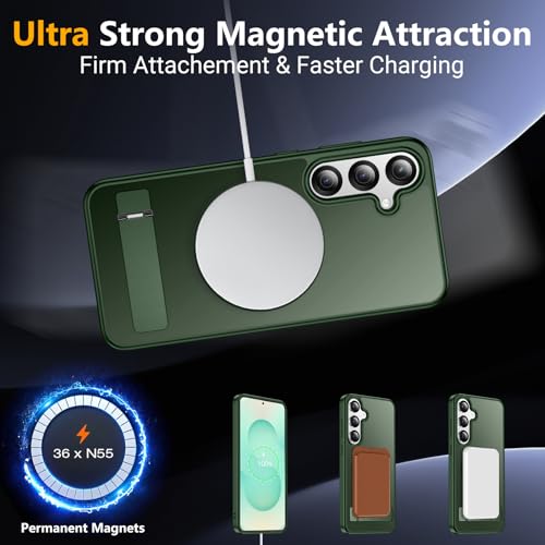 Image of SPIDERCASE Magnetic for Samsung Galaxy S25 Plus Case, [3 Stand Ways][ Military Grade Drop Protection] with Invisible Stand Shockproof Slim Case for Samsung Galaxy S25 Plus 6.7 inch, Dark Green