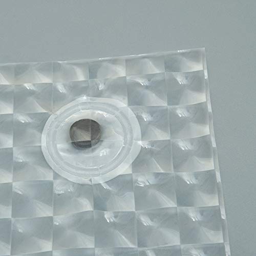Image of NTBAY EVA Clear Shower Curtain with Checkered, Water-Repellent Liner with 3 Magnets for Bathroom, 72x72 Inches