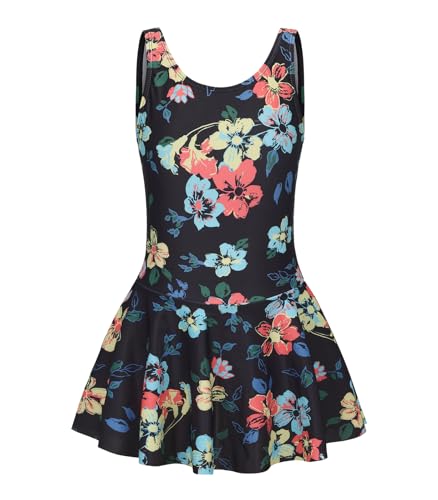 Image of Girls One Piece Swimsuits Leopard Bathing Suit for Kids Hawaiian Swimwear with Skirt Swim Dress 3-16 Years