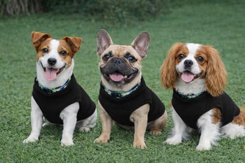Image of JACKO & CO - Fleece Vest Dog Sweater with Leash Ring - Soft, Warm & Lightweight Pullover Coat for Small & Medium Dogs, Puppies & Cats - Cozy Fall /Winter /Spring Pet Jacket (Black, X-Large 17-25lbs)