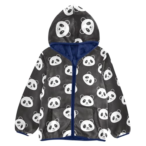 CHIFIGNO Black White Panda Faces Boy Thick Soft Sweatshirt Jacket with Polar Fleece Lining 3T