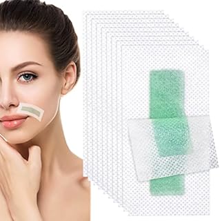 Lip Facial Wax Strips for Women Quick Facial Hair Removal Ready to Use Wax Strips Cold Waxing Strip for Girls Lips, Arms, Legs, Underarm Hair, Eyebrow, Double Sided, Green (96)