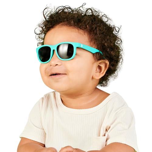 Image of Babiators Kids Sunglasses With UV400 Lens for 3-5 Years Kids, 100% UVA + UVB Sun Protection | Non-Breakable Flexible Rubber Frame, Shatter and Impact Resistant, BPA Free | The Navigators - Turquoise