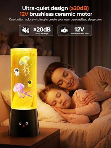 Image of Jellyfish Lamp,16 Color Mood Astronaut Night Light, Whisper-Quiet Sensory Aquarium Light, Dual Power Mode Decorative Night Lamp with Remote Control & Timer Suitable For Home Office Decoration and Gift