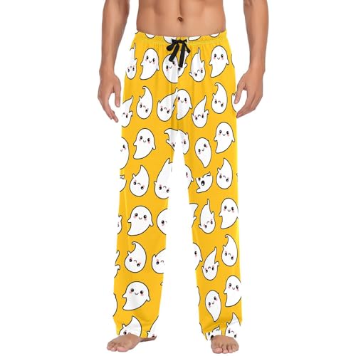 Cute Cartoon Spirits Men's Cotton Pajama Pants with Pockets and Drawstring Comfortable and Stylish,S2