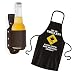 Produktbild Monsterzeug 2er Geschenkset Männer, Bierholster & Grillschürze, Echtleder Flaschenhalter, Bierhalter für Flaschen und Dosen, Grill Schürze mit Aufdruck Bin am Grillen, Kochschürze für Grillmeister