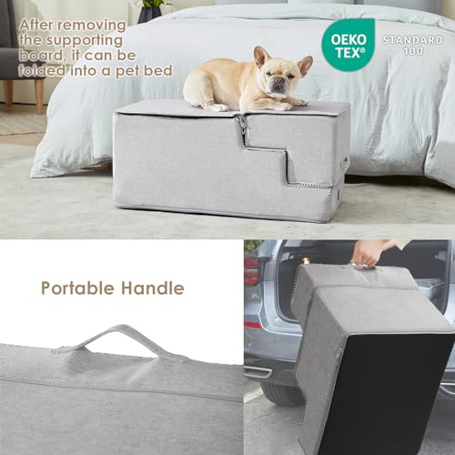 Image of EHEYCIGA Dog Stairs for High Bed 22.5 inch H, 5-Step Dog Steps for Bed, Pet Steps for Small Dogs and Cats, Non-Slip Balanced Pet Ramp Indoor, Light Grey