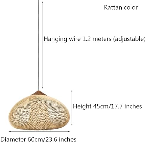 Hand-Woven Rattan Kitchen Island Light, Bamboo Basket Chandelier, Retro Chinese Style Fixture for Dining Room & Bedroom, Elegant Home Decor, Stylish Lighting Solution