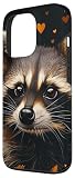 Raccoon Flowers With Hearts Around Boho Style Graphic Case for iPhone 13 Pro