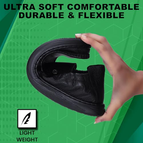 Classic Genuine Leather Formal Shoes for Men with Memory Foam Cushion| Ultra Lightweight & Comfortable|Stylish & Flexible|Parties,Occasions,Office,Wedding,Casual|Black Slip On D-8054